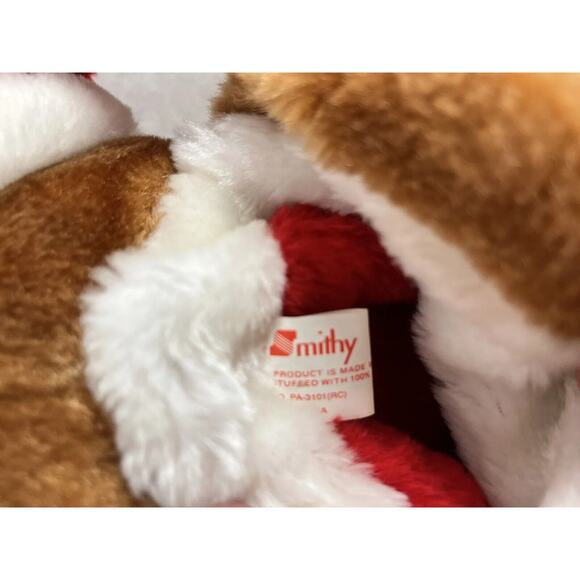 Plush Bear Christmas Stocking Reversible Pouch Smithy Brand Vintage 1990s - Picture 8 of 8